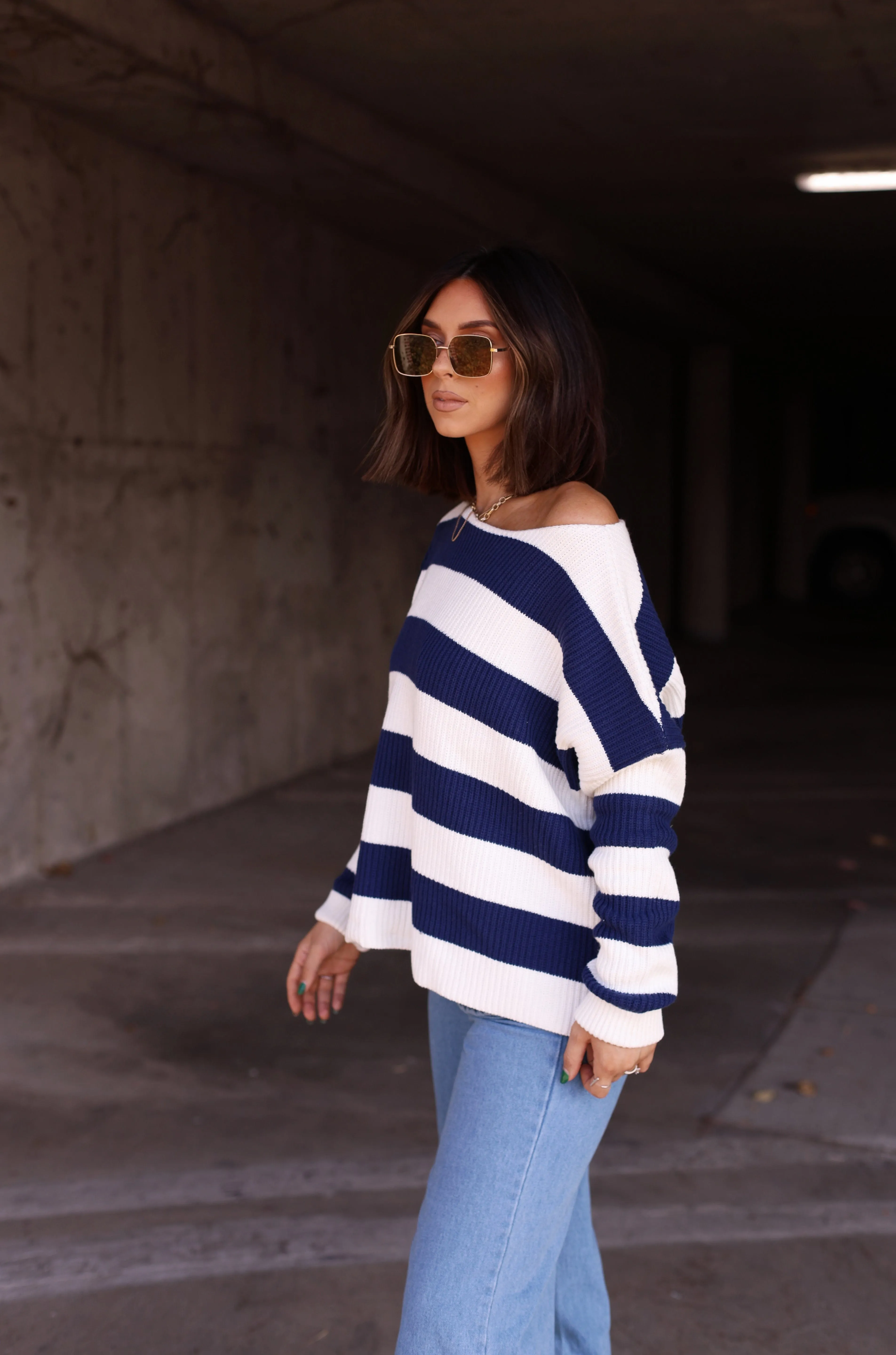 Navy Striped Sweater