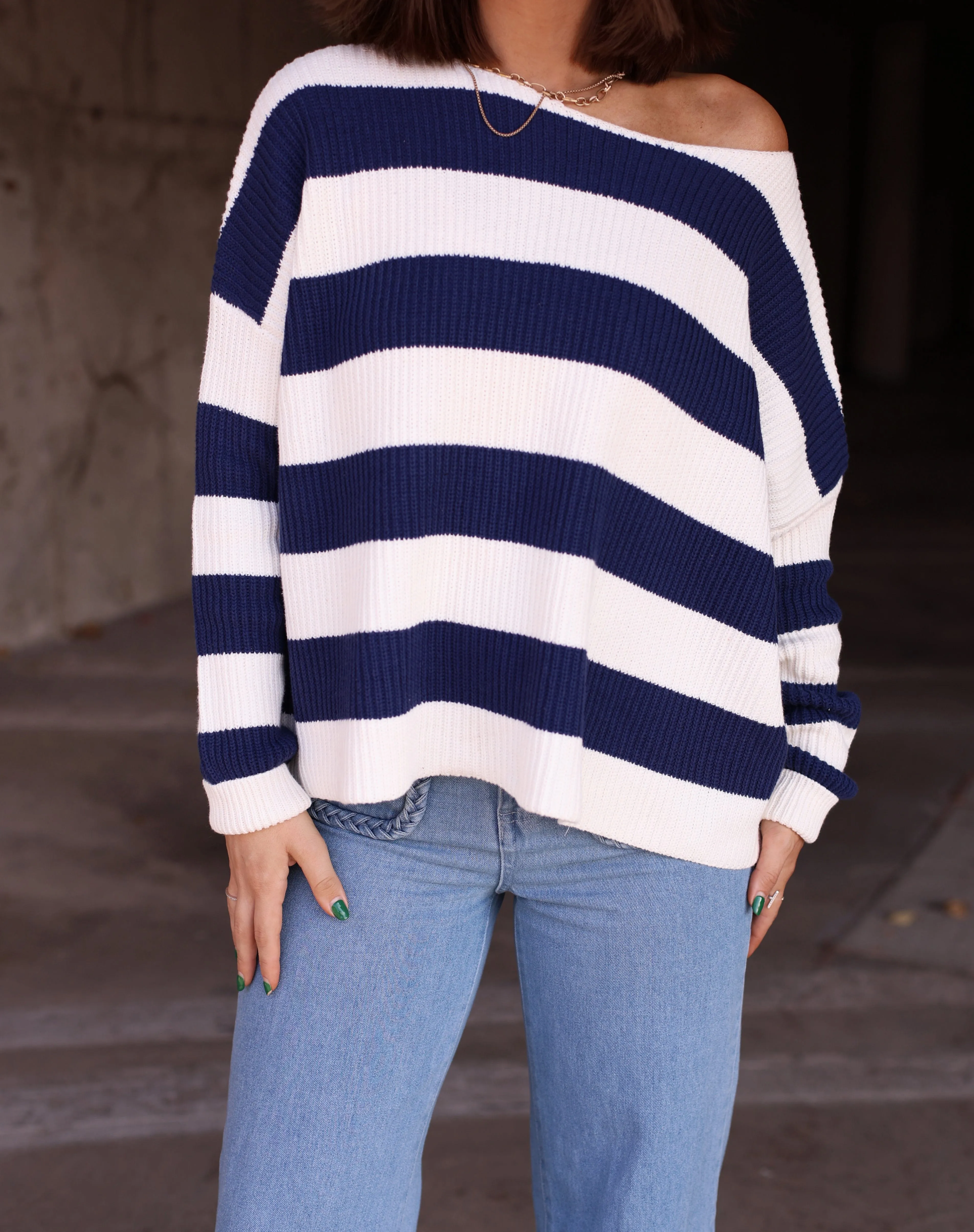 Navy Striped Sweater