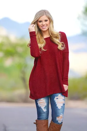 PIKO In Your Comfort Zone Sweater - Crimson