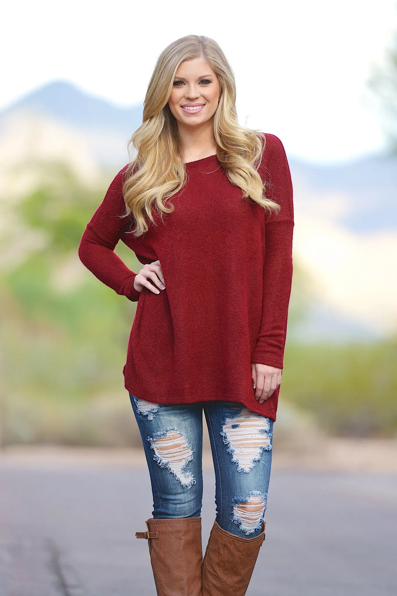 PIKO In Your Comfort Zone Sweater - Crimson