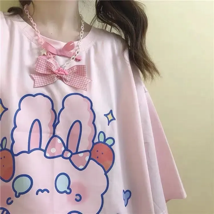 Pink Strawberry Bunny Harajuku T-Shirt