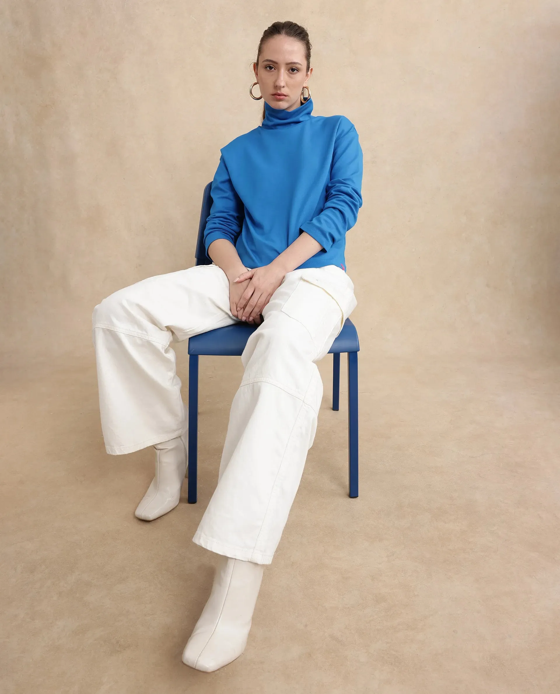 Rareism Women Malatya Blue Plain Top