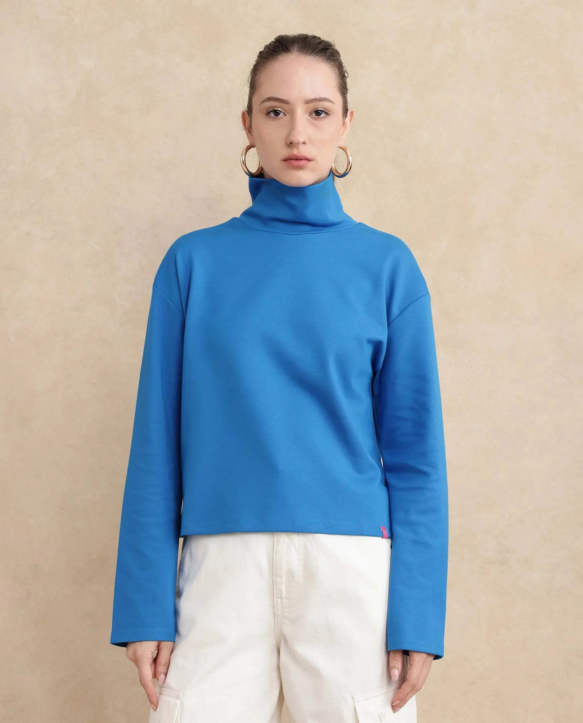 Rareism Women Malatya Blue Plain Top