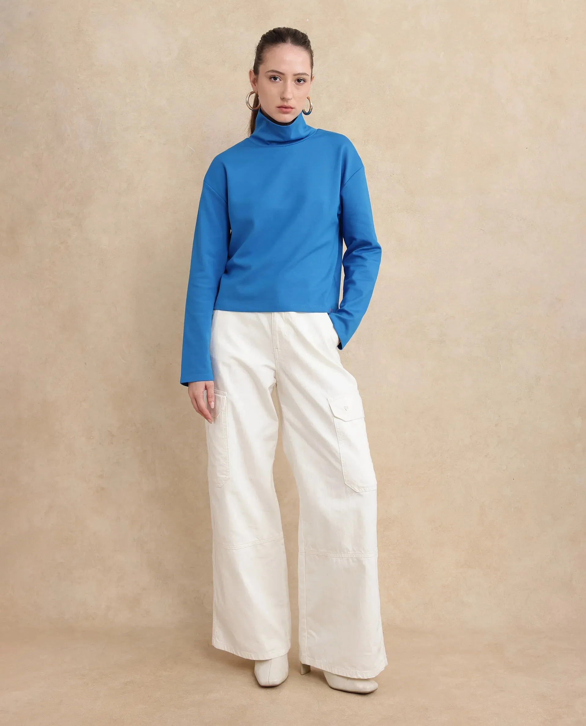 Rareism Women Malatya Blue Plain Top