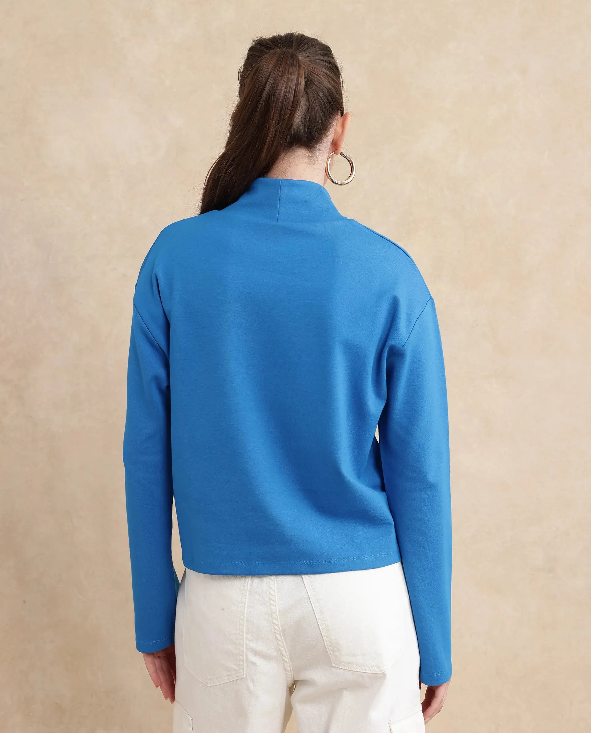 Rareism Women Malatya Blue Plain Top