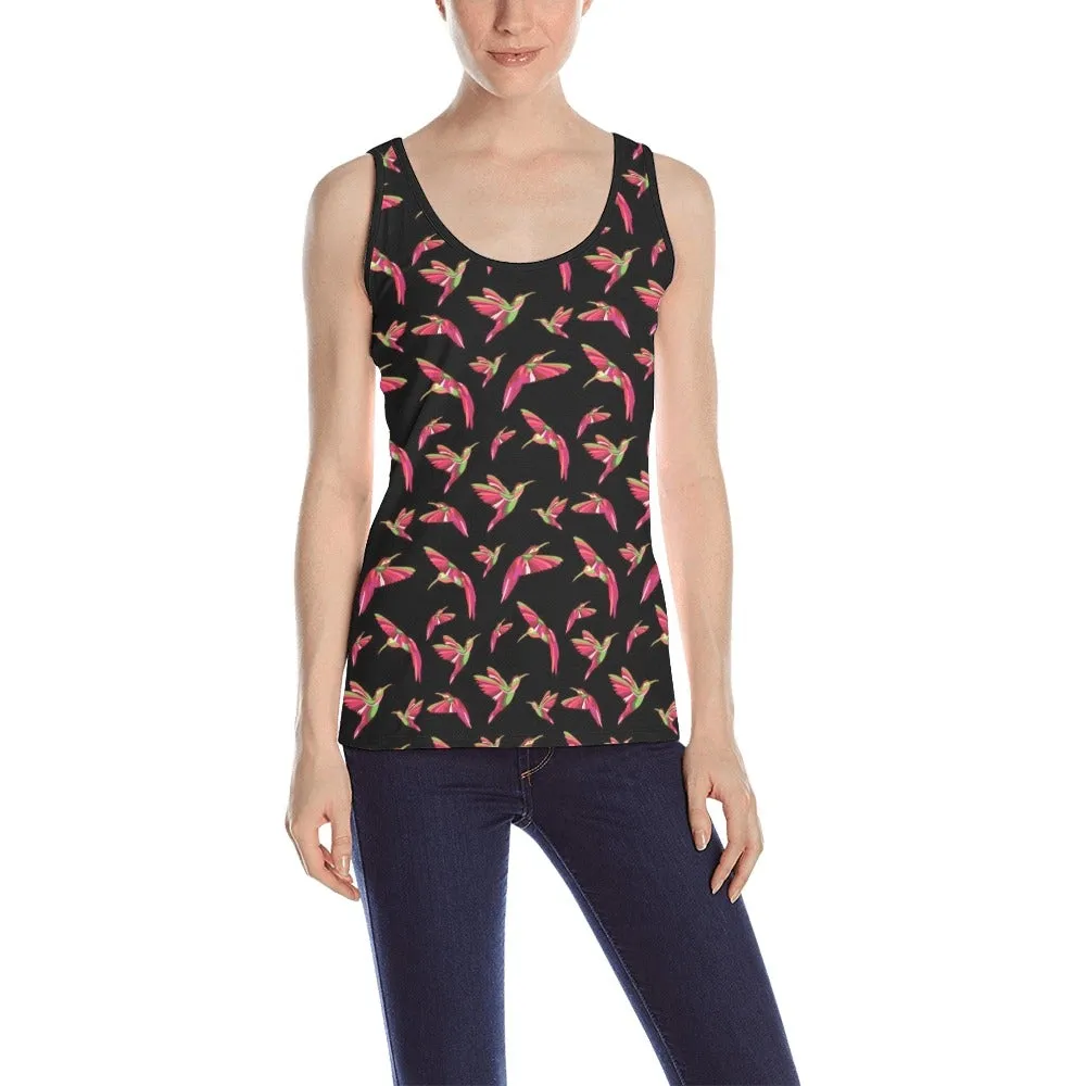 Red Swift Colourful Black Tank Top for Women