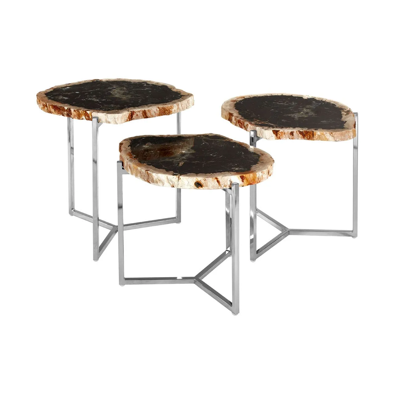 Relic Set of 3 Dark Petrified Wood Tables