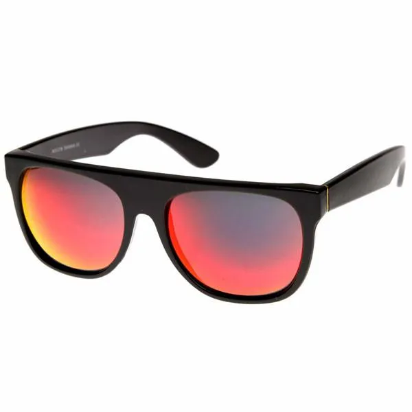 Retro Super Flat Top Flash Mirrored Lens Sunglasses 8090