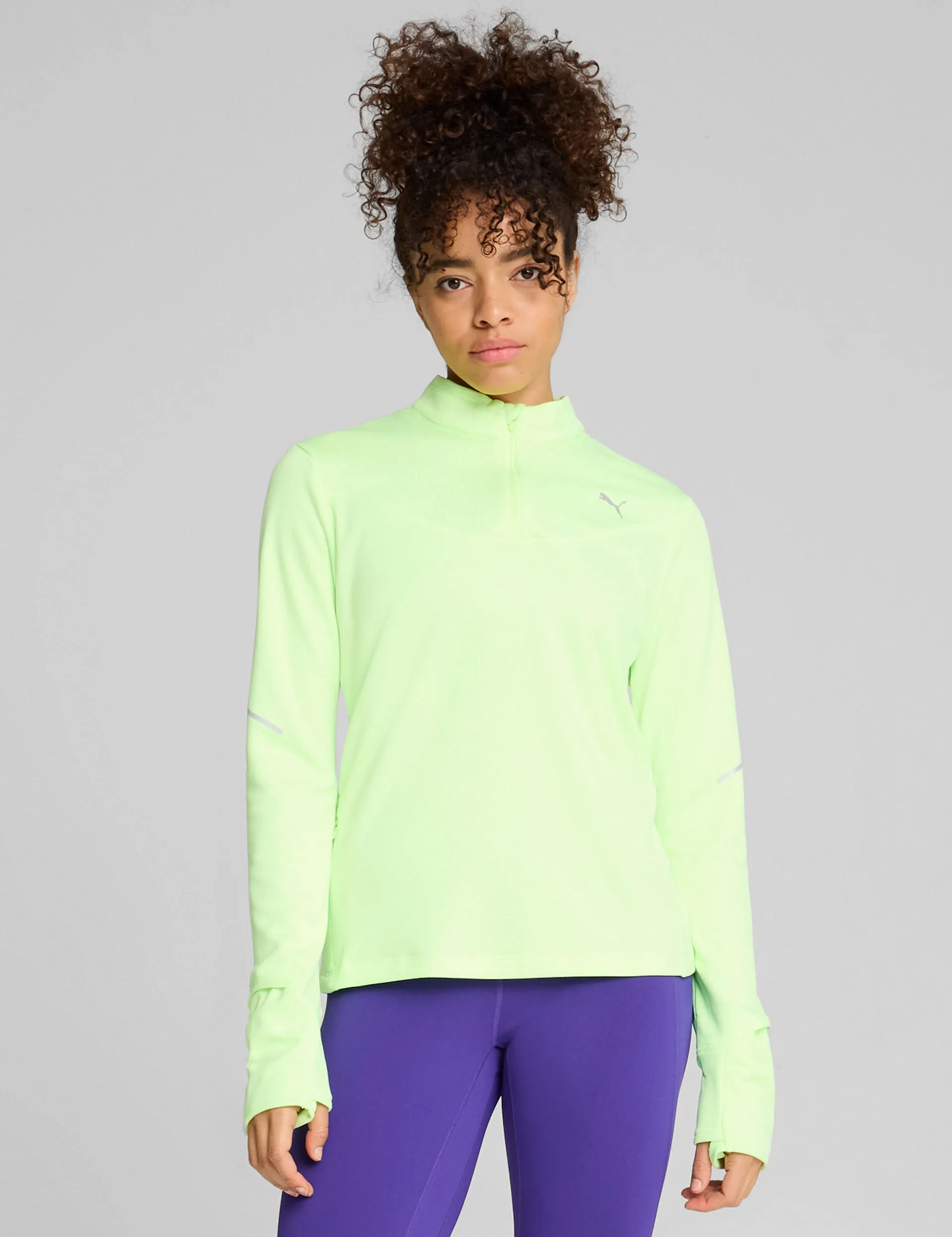 RUN Grid Fleece Half-Zip Top - Fizzy Apple