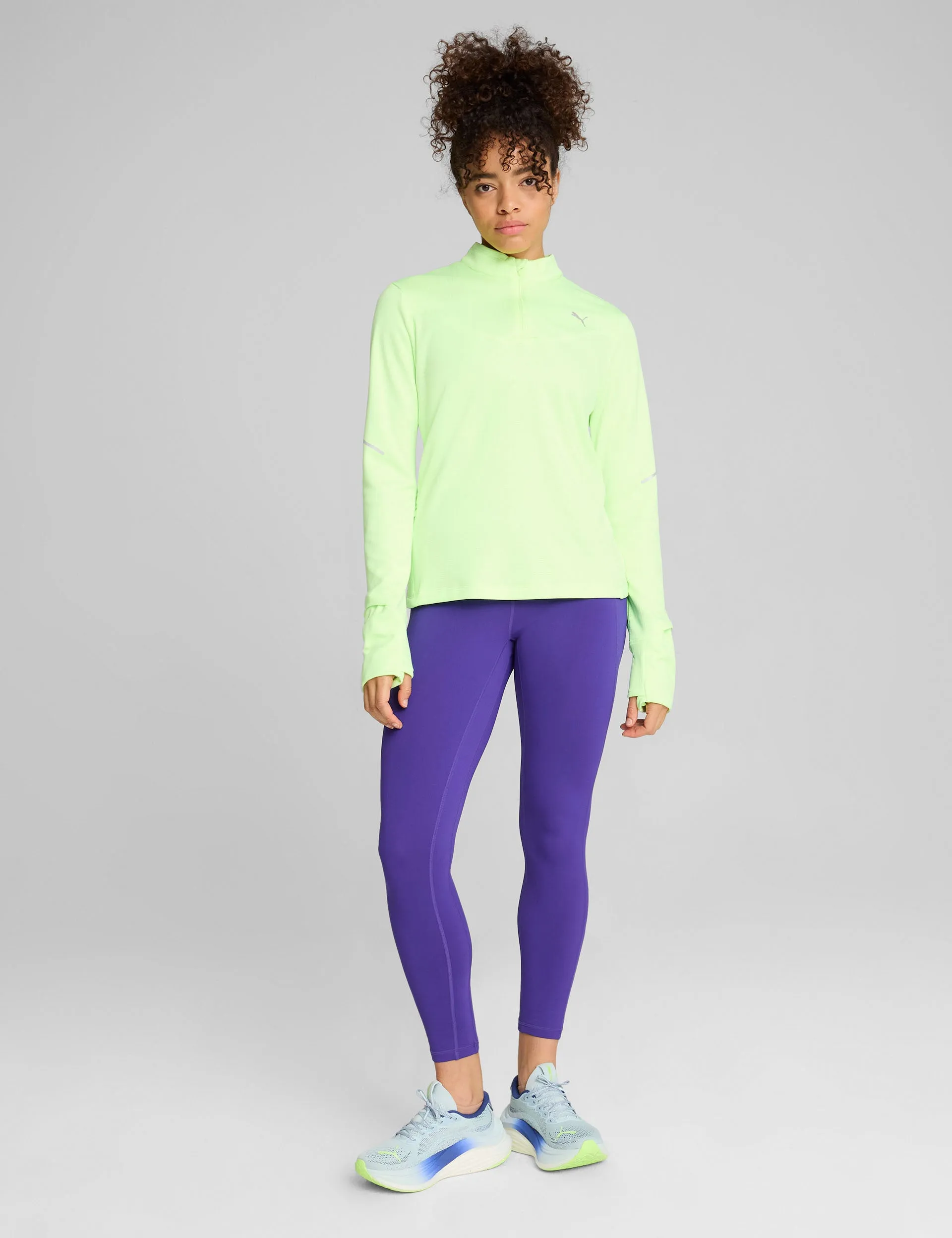 RUN Grid Fleece Half-Zip Top - Fizzy Apple