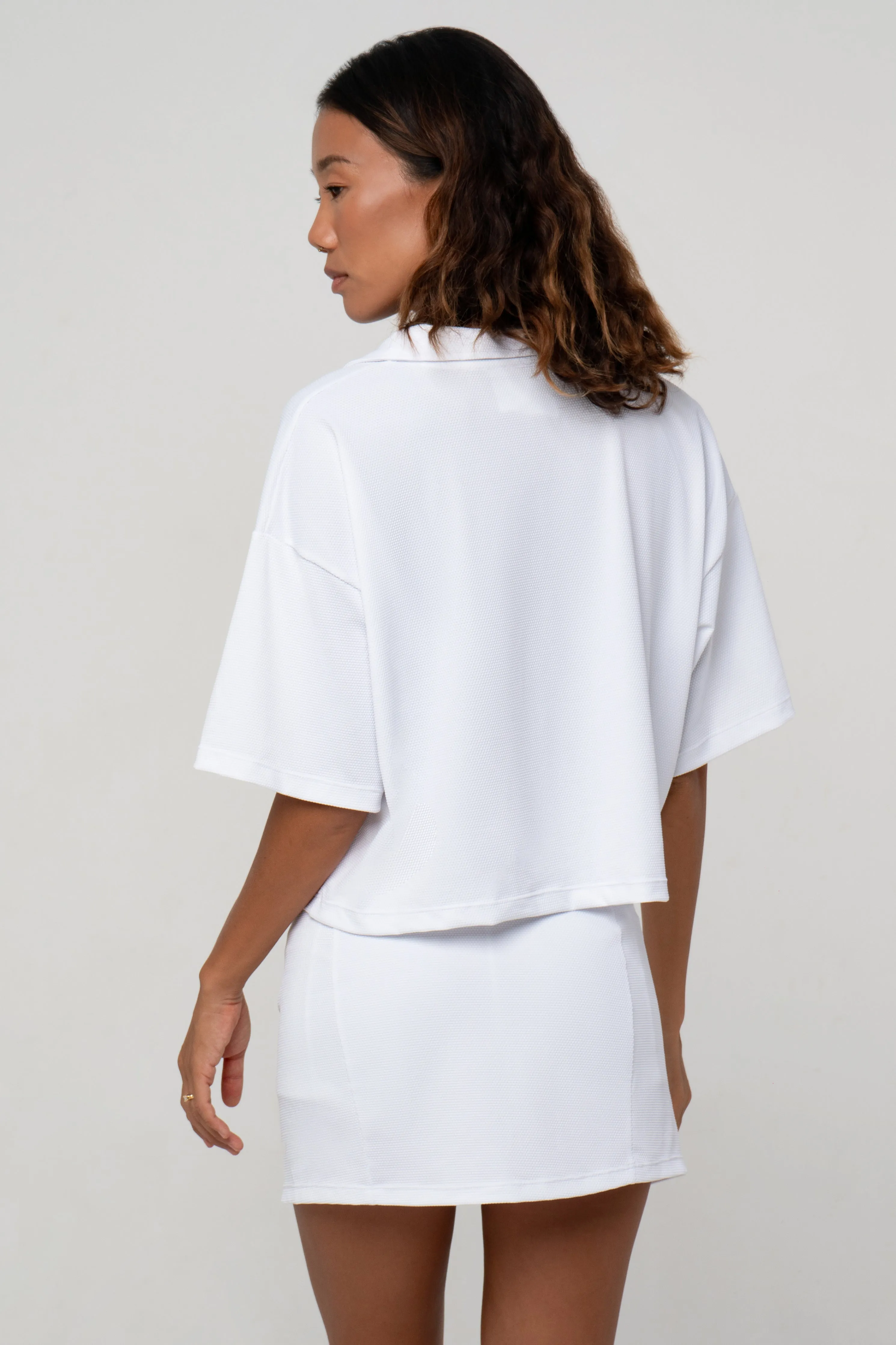 Åsa Cropped Polo Shirt | Recycled Nylon | White