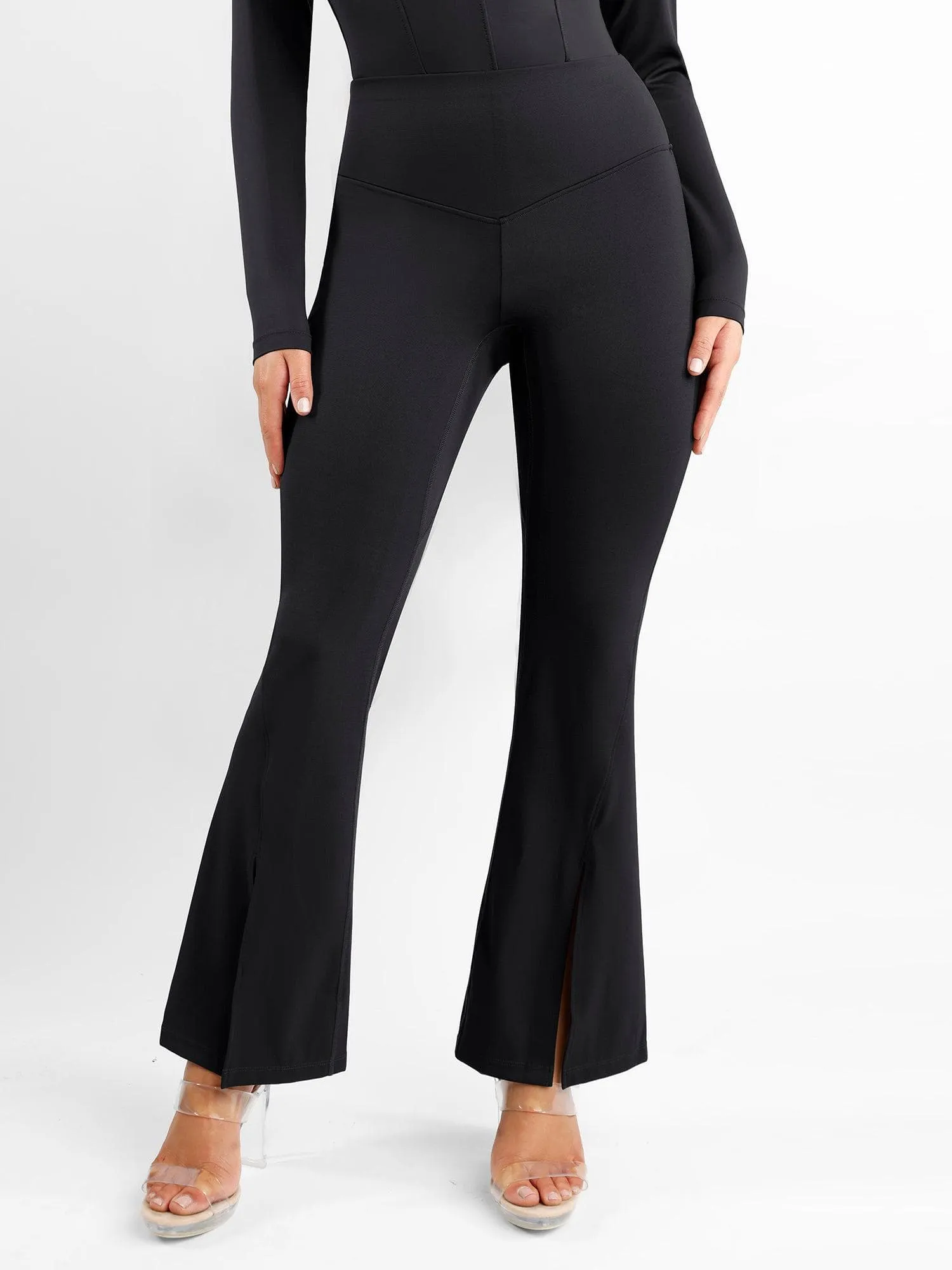 Shapewear High Rise Tummy Control Split Hem Flare Leg Pants