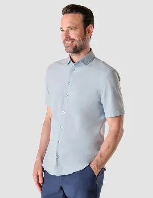 Short-Sleeved Tech Linen Shirt Sea Blue