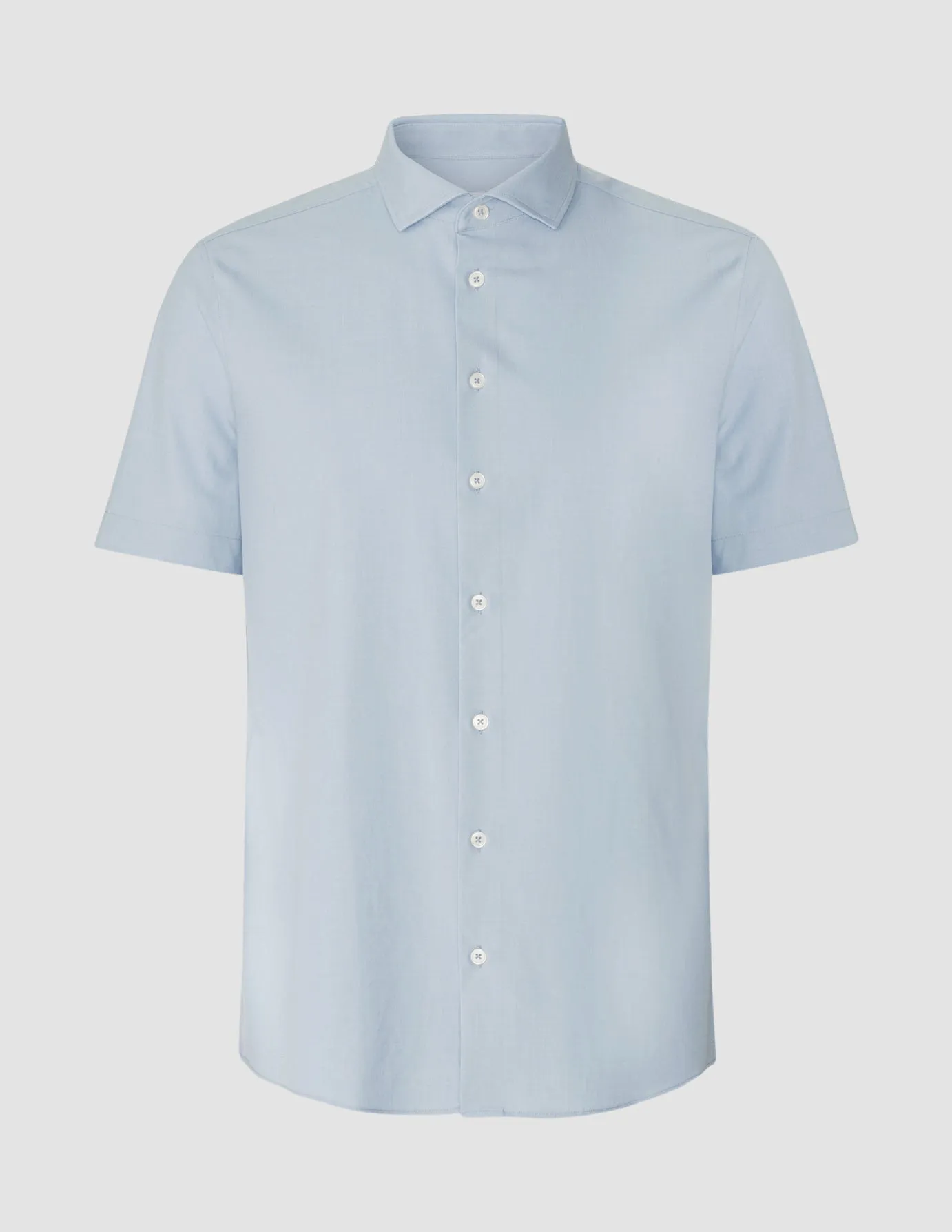 Short-Sleeved Tech Linen Shirt Sea Blue