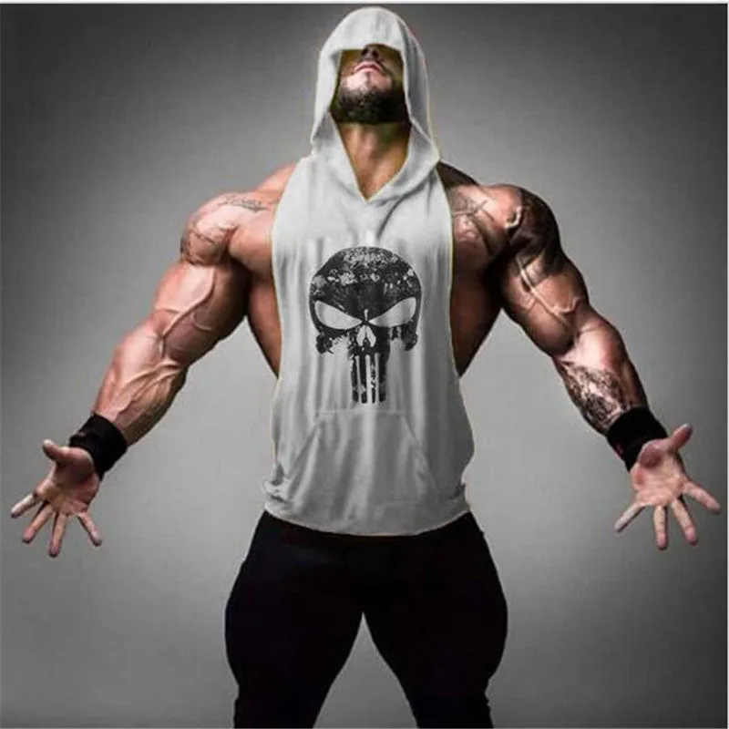 Skull Stringer Tank Top Men Professional Bodybuilding Vest Fitness Mens Sleeveless Crossfit Shirt Cotton Singlets Muscle Tops