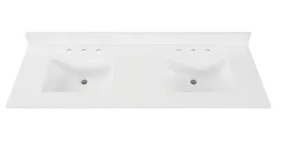 Snow White Quartz Rectangular Bathroom Vanity Top with Undermount Sink