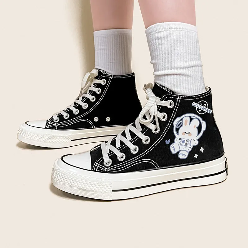 Space Bunny Canvas High Tops