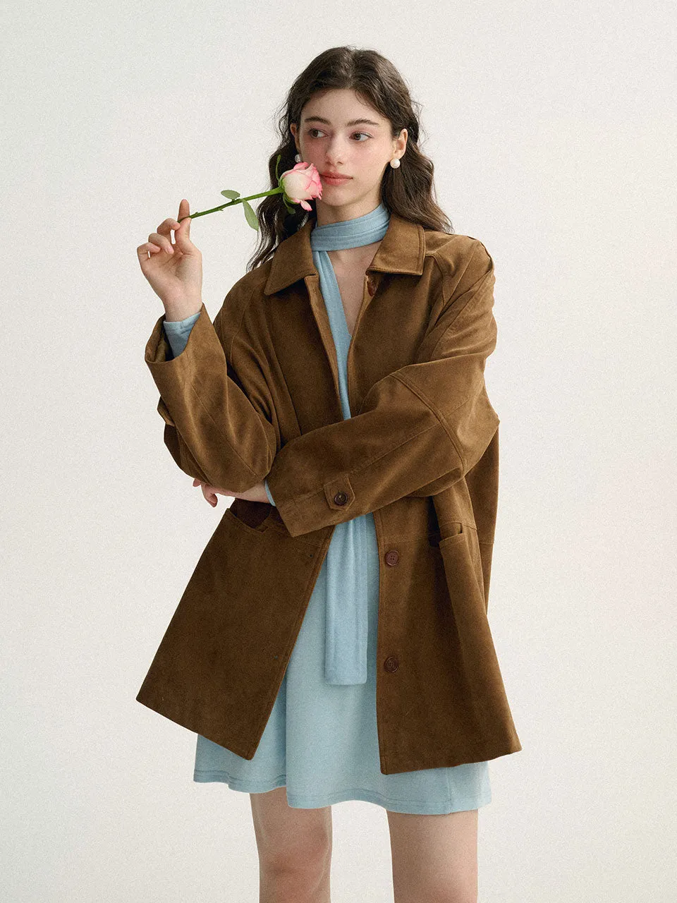 Suede half mac coat