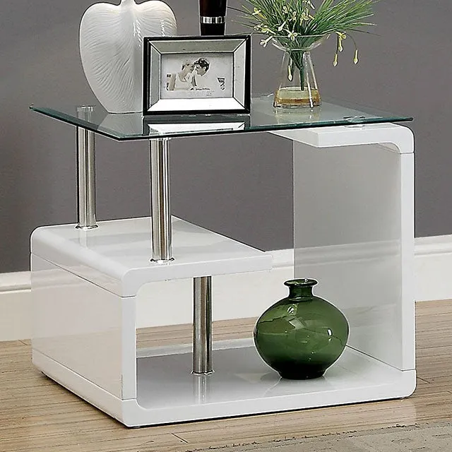 Torkel White/Chrome End Table