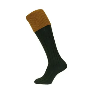 William Powell Lomond Merino Kids Socks - Spruce/Ochre