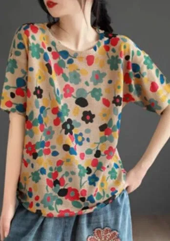 Women Casual Stylish Print Cotton Summer Tops