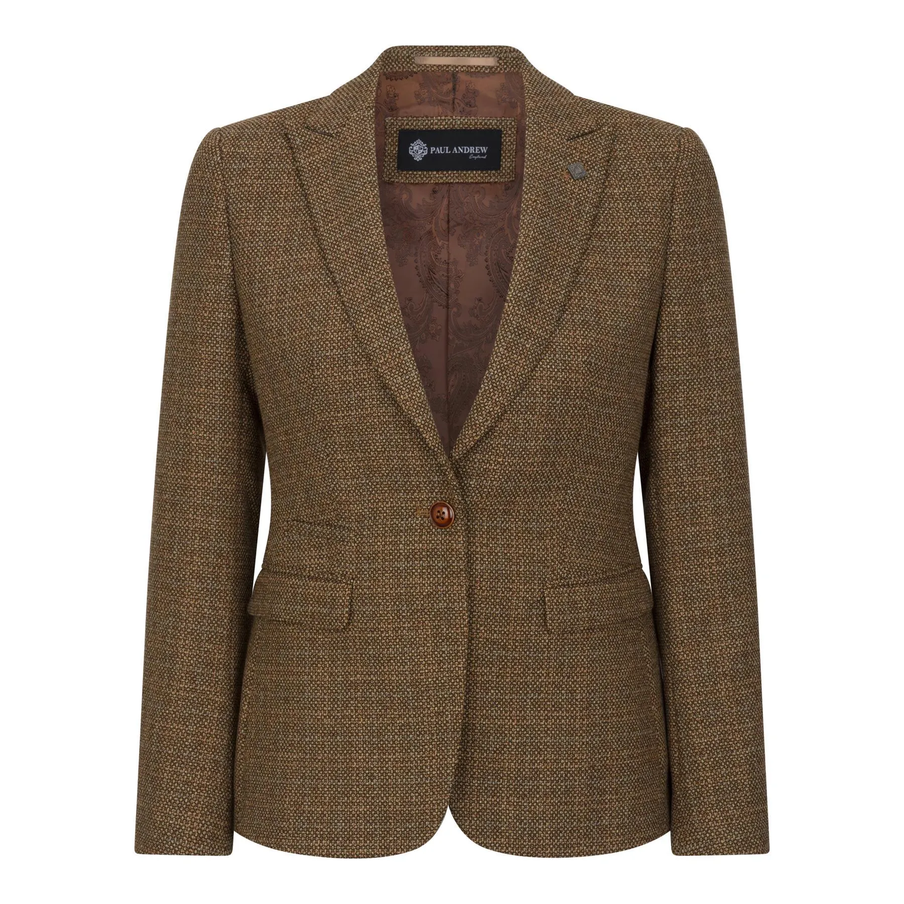 Women's Blazer Brown Tweed Tailored Fit Formal Jacket