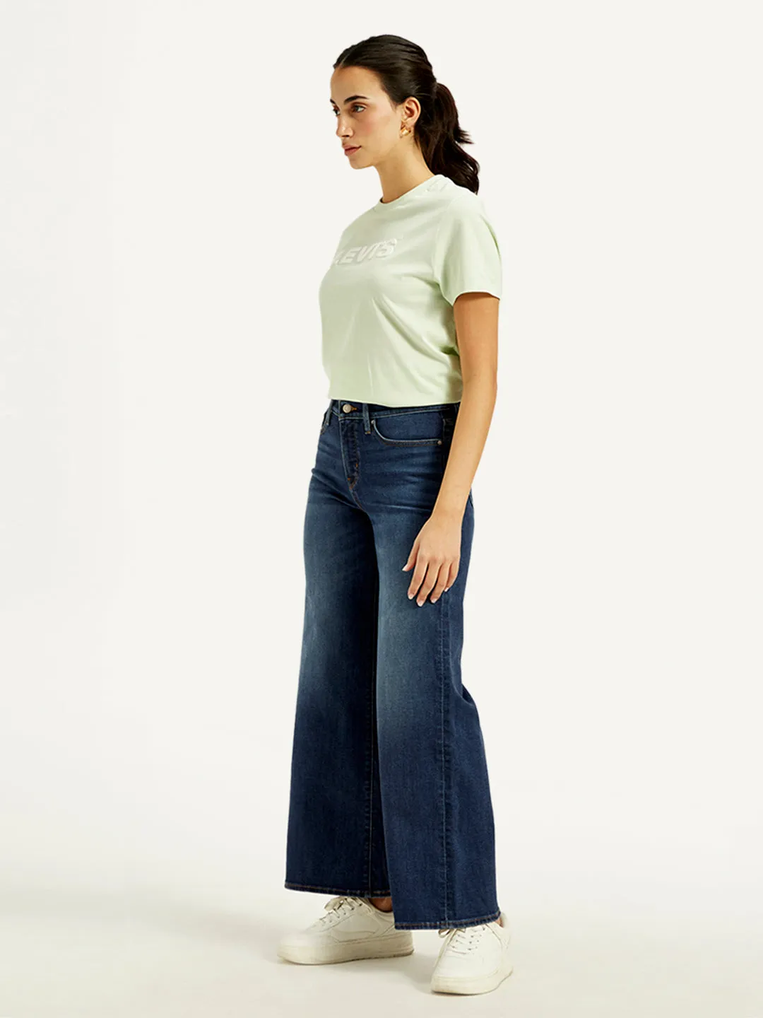 Women's Mid Rise 318 Wide Leg Navy Jeans