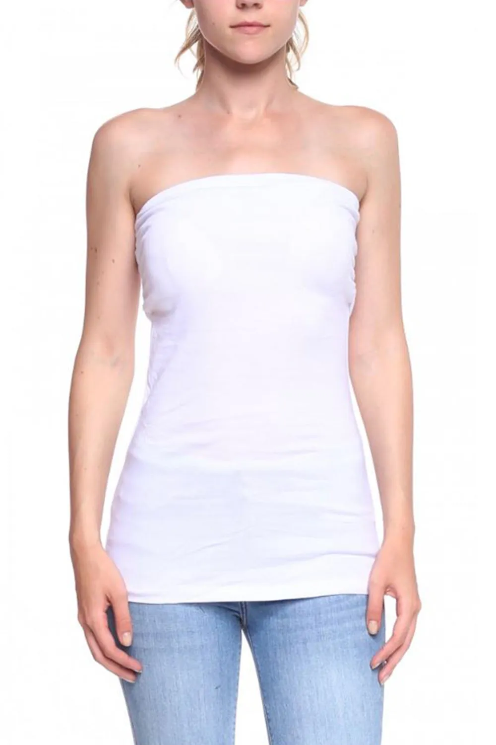 Womens Soft & Comfort Long Bandeau Slip Tube Tops