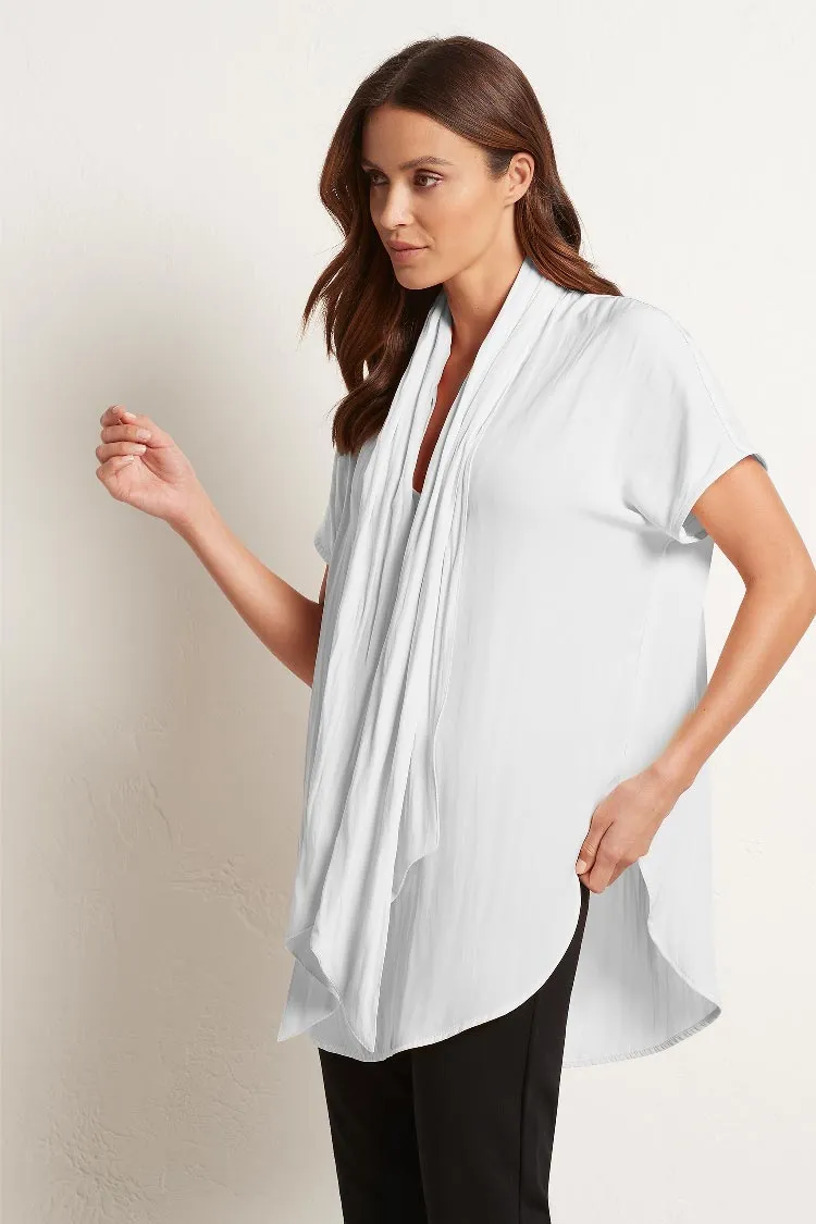 Wrap Neck Shell in White