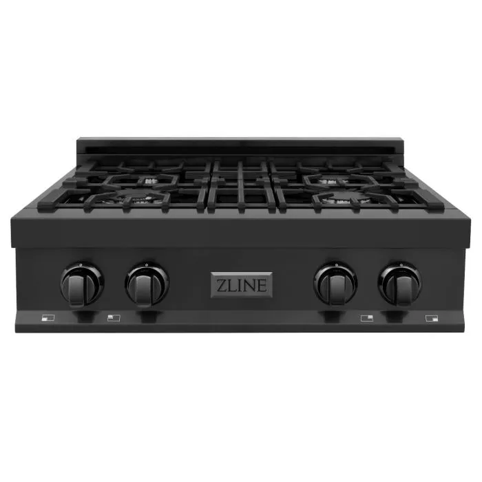 ZLINE 30 In. Porcelain Rangetop In Black Stainless With 4 Gas Burners (RTB-30)